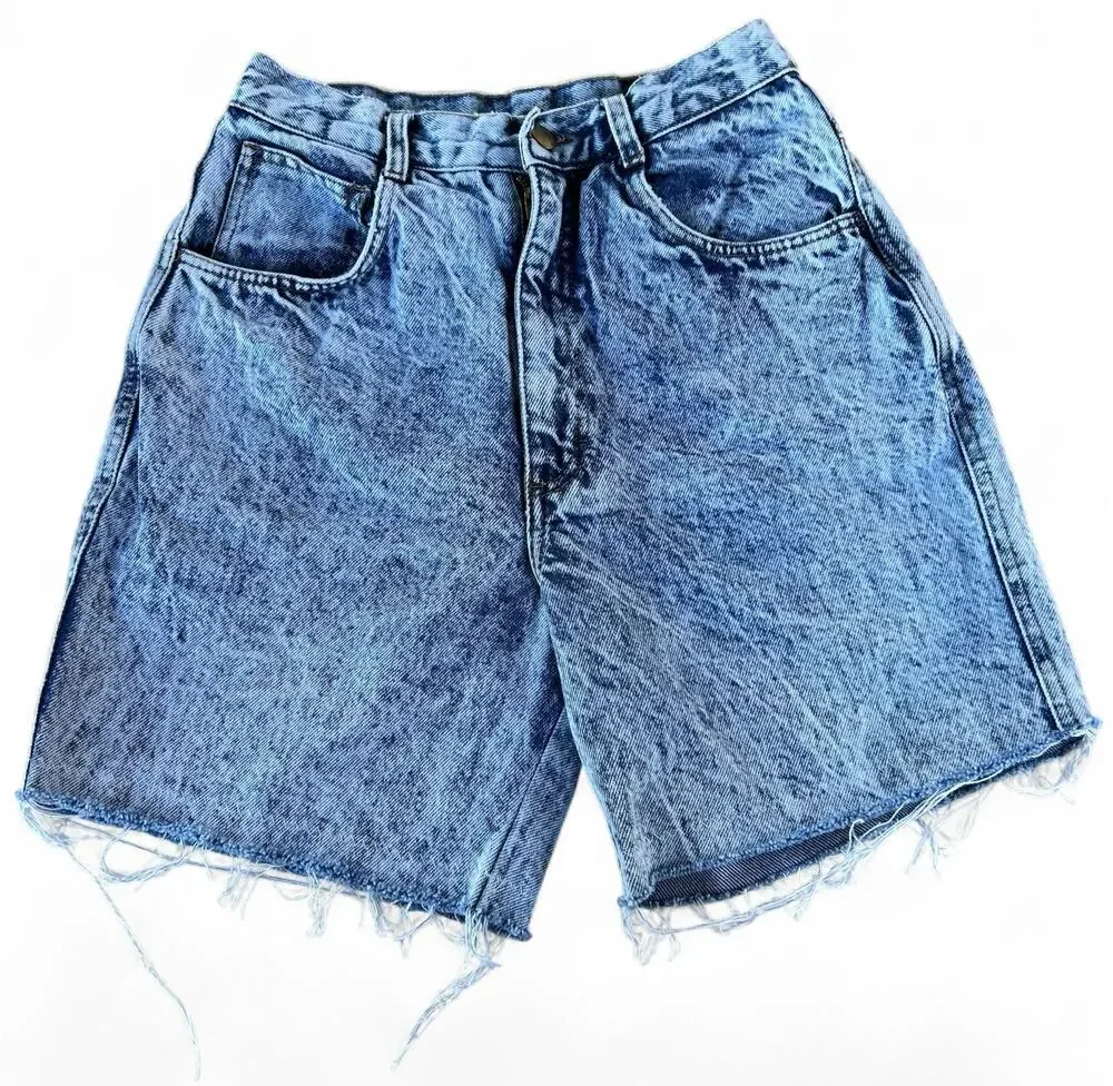 Vintage 80s 90s Womens Size S High Rise Acid Wash Cut Off Denim Mom Jeans Shorts
